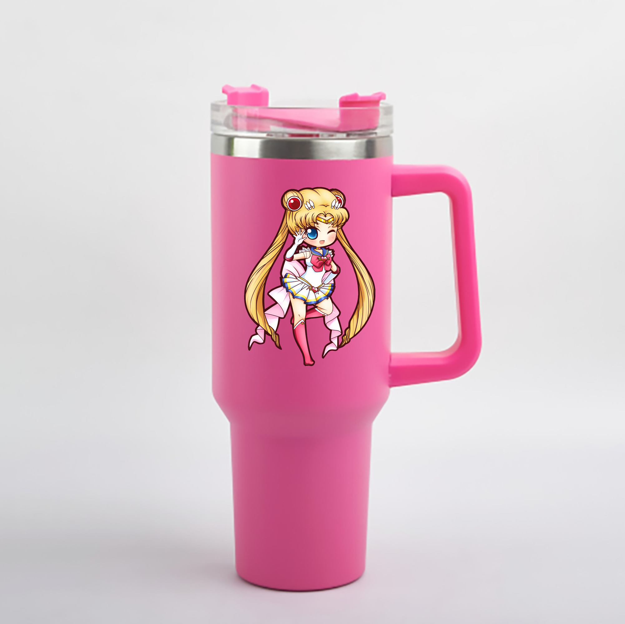 （画像用） 美少女戦士セーラームーン 月野 うさぎ つきの うさぎ Sailor Moon Tsukino Usagi 1200mL車用タンブラー - クリスタルステッカー（プラスチックストロー付き）